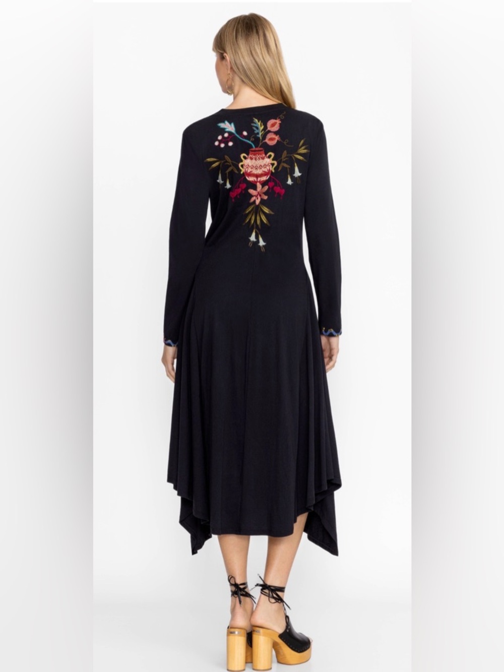 NWT JOHNNY WAS Amarylla Handkerchief Knit Dress Black Size Large - Picture 4 of 16